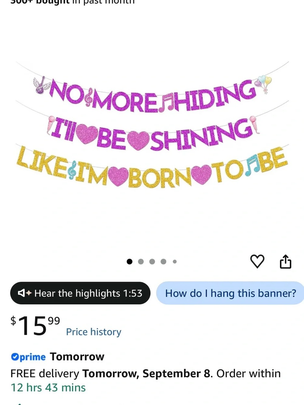 Huntrix Purple and Gold 'No More Hiding' Party Backdrop Banner